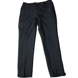 Talbots High-Rise Tapered Leg Slit Rounded Hem Black pant Gold Accent Size 10